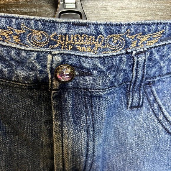 Denim and Cream Floral Embroidered Skirt - Picture 2 of 4